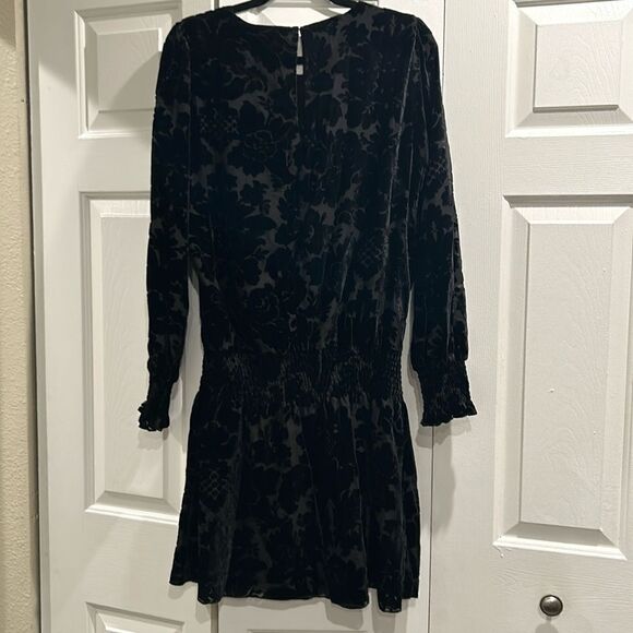 Parker Black Mixed Fabric Dress, Size Large - Picture 8 of 13